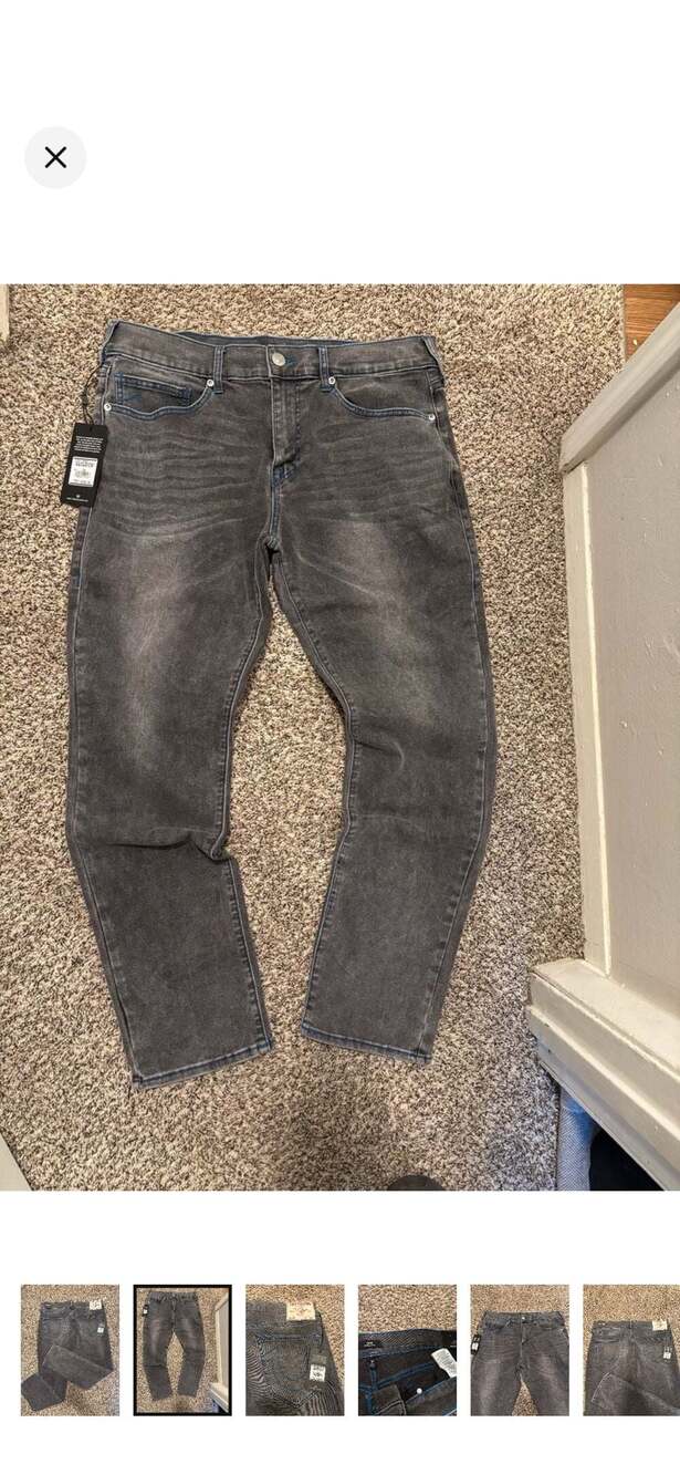 True Religion Geno SN NF Slim Jeans in Grey Phantom Wash